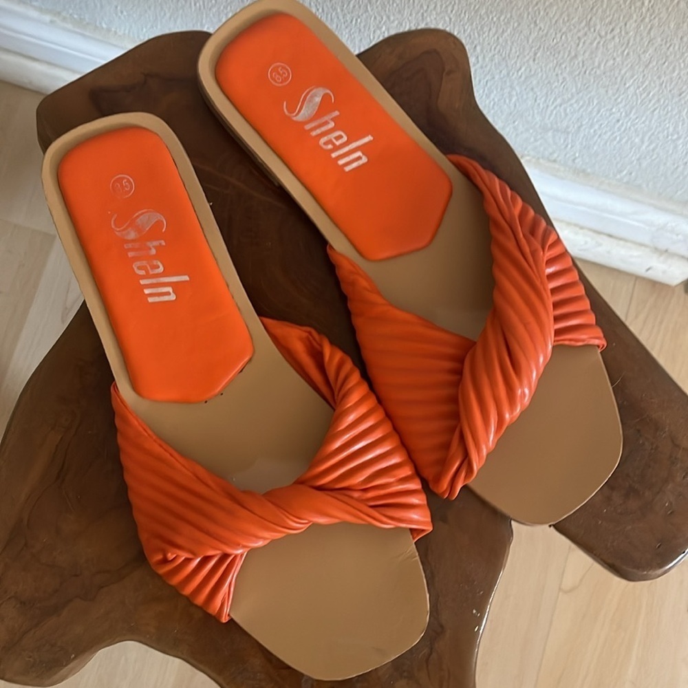 SheIn Women's Orange Slide Sandals Size 8.5